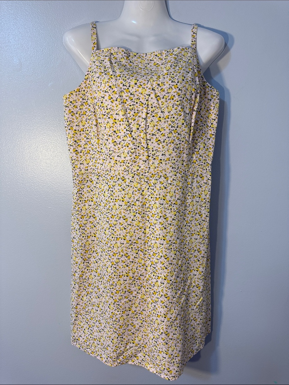 Old Navy Yellow & Light Pink Floral Spaghetti Strap Mini Dress